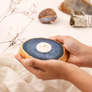 Agate Candle holder - Blue