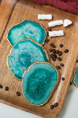 Agate Coasters- Green (Set Of 2)