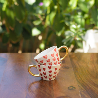 Only Love - Hear Gold Handle Mug, set of 2
