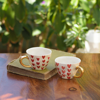 Only Love - Hear Gold Handle Mug, set of 2