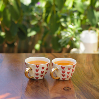 Only Love - Hear Gold Handle Mug, set of 2