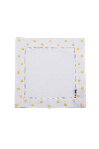 Polka dot cocktail napkin yellow set of 4