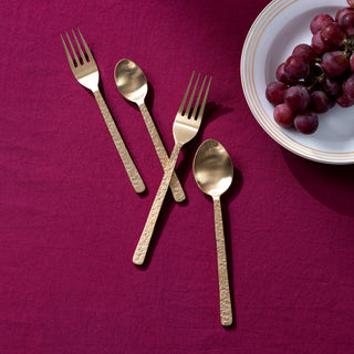 GOLD PVD TEXTURE set of 4 dinner fork