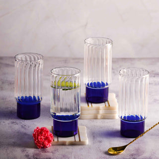 Indigo Highball Block Glasses (set of 4)