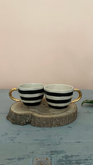 Broad Stripe Hand Painted Mugs - Set of 2