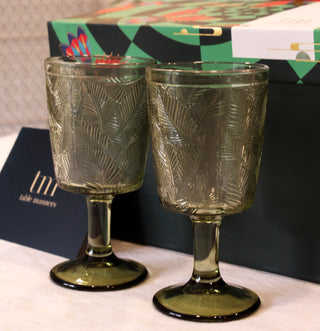 Green Embossed Wine Glass
(set of 2 )