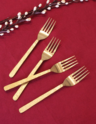 GOLD PVD TEXTURE set of 4 dessert fork