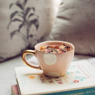 Blush Ceramic Cup with Gold Handle