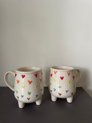 3D Rainbow Heart Mugs - Set of 2