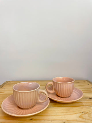 Mehroon Cup & Saucer - Pink, set of 2