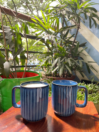 Raysa Tall Mugs Dark Blue - set of 2