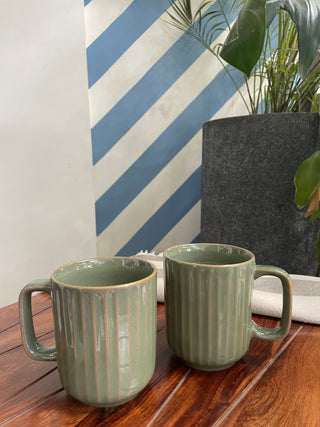 Raysa Tall Mugs Green - set of 2