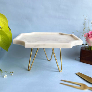 White Marble Pastry Stand 8 Inch Octagon Shape