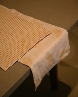 Ginkgo Reversible Hand Block Table Runner - Yellow