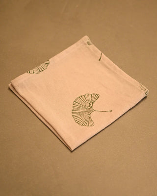 Ginkgo Hand Block Napkins - Set of 2- Green