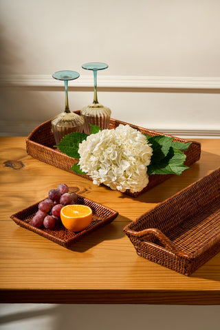 Rattan Serving Tray with Handles