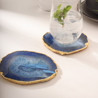 Agate Coasters- Blue (Set Of 2)