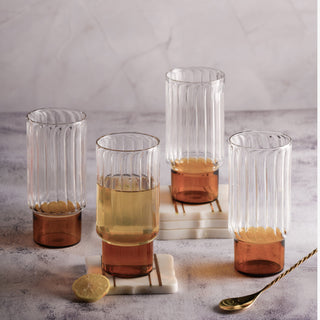 Amber Highball Block Glasses (set of 4)