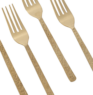 GOLD PVD TEXTURE set of 4 dinner fork