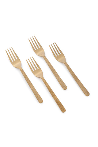 GOLD PVD TEXTURE set of 4 dessert fork