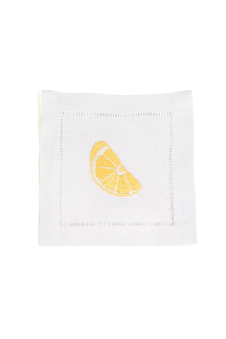 Linen cocktail napkin lemon set of 4