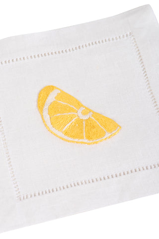 Linen cocktail napkin lemon set of 4