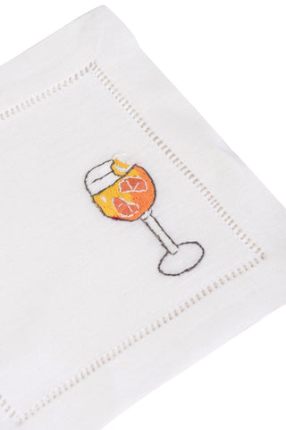 Linen cocktail napkin wine glass  set of 4