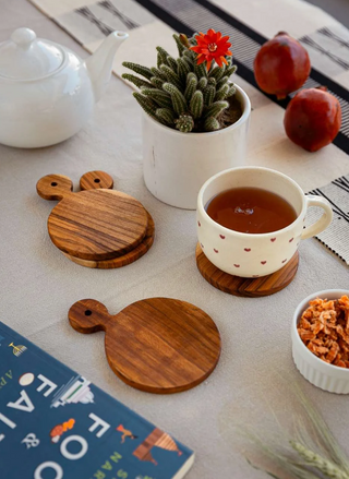 Teak Wood Round Coaster Set of 4