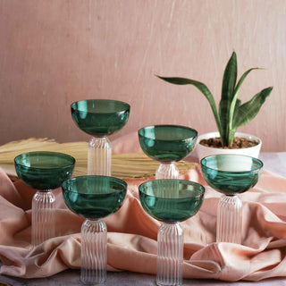 Teal DD Cocktail Stem Glasses