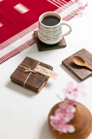 Walnut Wood Square Coaster Set of 4