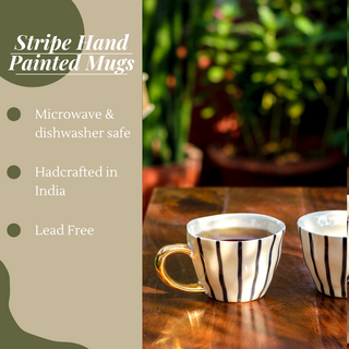 Stripe Hand Painted Mugs - Set of 2