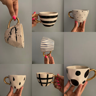 Mini Polka Hand Painted Mugs - Set of 2