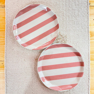 Striking Striped Plates (Set of 2) - Pink